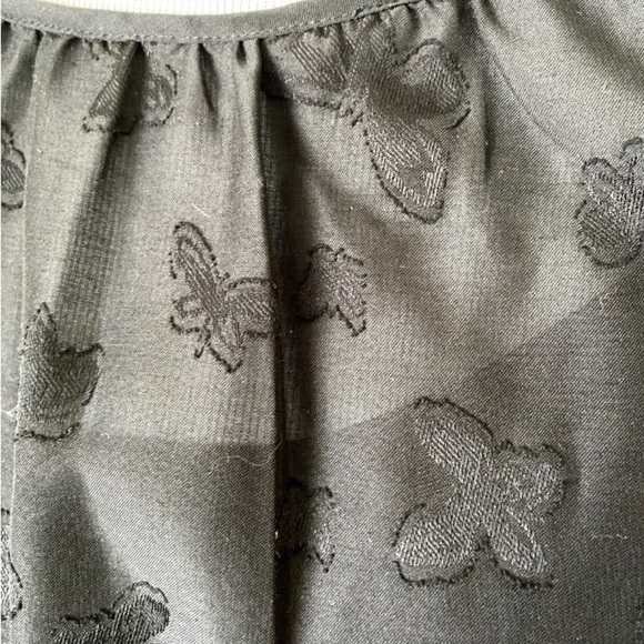 Womens Madewell Sz Medium Blouse Top Black Sheer Lined Butterfly Flutter Sleeve - Picture 3 of 6